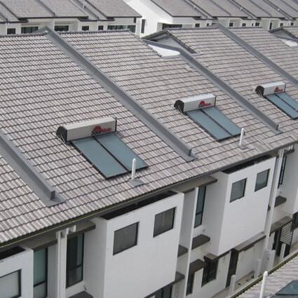Solar panels on houses rooftop